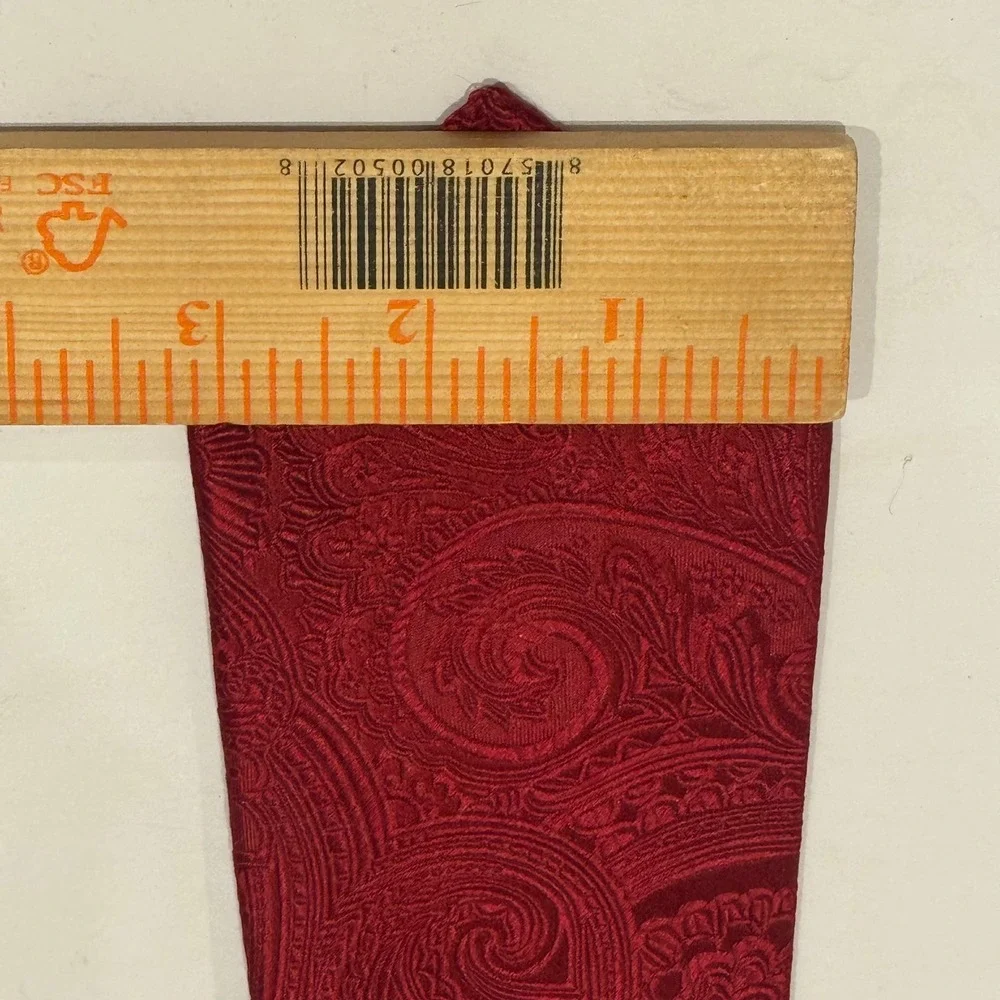 Serica 3D Paisley Necktie Mens One Size‎ Red Pure Silk Made in Italy Office Work